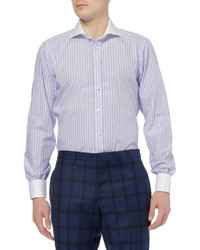 Мужская бело-пурпурная классическая рубашка в вертикальную полоску от Turnbull & Asser