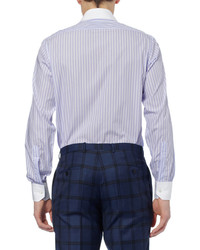 Мужская бело-пурпурная классическая рубашка в вертикальную полоску от Turnbull & Asser
