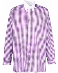 Мужская бело-пурпурная классическая рубашка в мелкую клетку от MACKINTOSH