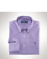 Бело-пурпурная рубашка с длинным рукавом