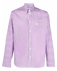 Мужская бело-пурпурная рубашка с длинным рукавом в мелкую клетку от MACKINTOSH