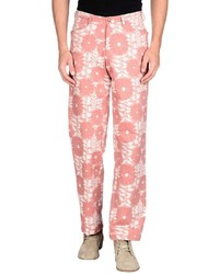 Бело-розовые брюки чинос с цветочным принтом