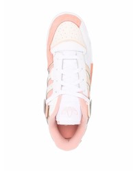 Мужские бело-розовые кожаные низкие кеды от adidas