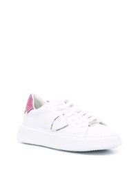 Мужские бело-розовые кожаные низкие кеды от Philippe Model Paris