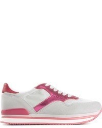 Женские бело-розовые кроссовки от Hogan