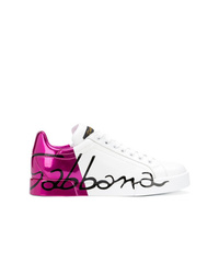 Женские бело-розовые низкие кеды от Dolce & Gabbana