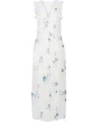 Бело-синее платье-макси с цветочным принтом от See by Chloe