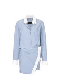 Бело-синее платье-рубашка в вертикальную полоску от Alexandre Vauthier