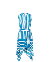 Бело-синее платье-рубашка в вертикальную полоску от Tome