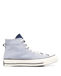 Мужские бело-синие высокие кеды из плотной ткани от Converse