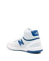 Мужские бело-синие высокие кеды из плотной ткани от New Balance