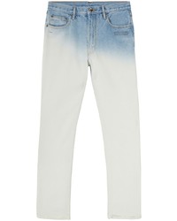 Бело-синие джинсы с принтом тай-дай