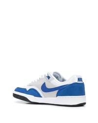 Мужские бело-синие замшевые низкие кеды от Nike