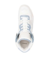 Мужские бело-синие кожаные высокие кеды от Misbhv