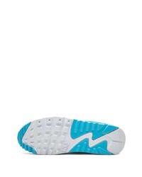 Мужские бело-синие кожаные кроссовки от Nike