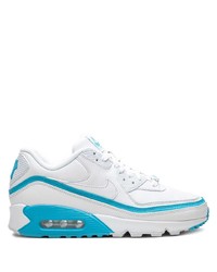 Мужские бело-синие кожаные кроссовки от Nike