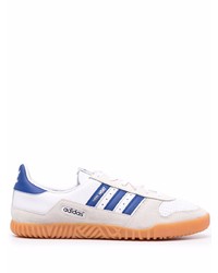 Мужские бело-синие кожаные низкие кеды от adidas