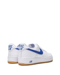 Мужские бело-синие кожаные низкие кеды от Nike