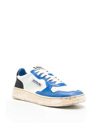 Мужские бело-синие кожаные низкие кеды от AUTRY