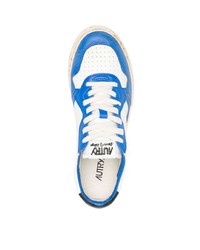 Мужские бело-синие кожаные низкие кеды от AUTRY