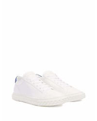 Мужские бело-синие кожаные низкие кеды от Giuseppe Zanotti