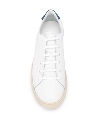 Мужские бело-синие кожаные низкие кеды от Scarosso