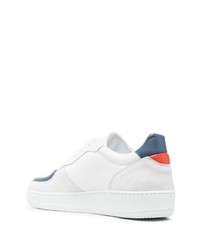 Мужские бело-синие кожаные низкие кеды от Roberto Cavalli