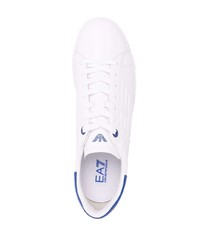 Мужские бело-синие кожаные низкие кеды от Ea7 Emporio Armani
