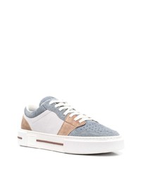 Мужские бело-синие кожаные низкие кеды от Eleventy