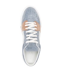 Мужские бело-синие кожаные низкие кеды от Eleventy