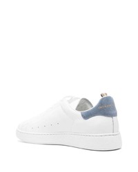 Мужские бело-синие кожаные низкие кеды от Officine Creative