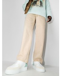 Мужские бело-синие кожаные низкие кеды от Axel Arigato