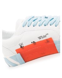 Мужские бело-синие кожаные низкие кеды от Off-White