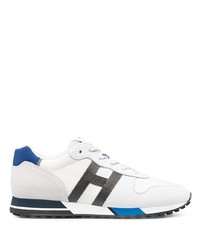 Мужские бело-синие кроссовки от Hogan