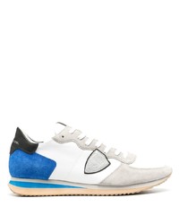 Мужские бело-синие кроссовки от Philippe Model Paris
