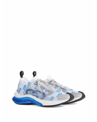 Мужские бело-синие кроссовки от Gucci