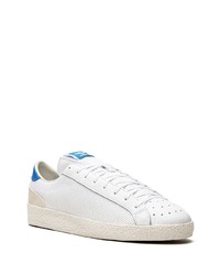Мужские бело-синие низкие кеды из плотной ткани от adidas