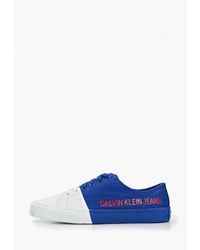 Женские бело-синие низкие кеды от Calvin Klein Jeans