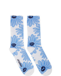 Бело-синие носки с принтом