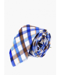 Мужской бело-синий галстук в шотландскую клетку от Churchill accessories