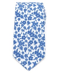 Бело-синий галстук с цветочным принтом