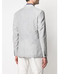 Мужской бело-синий пиджак в вертикальную полоску от Z Zegna