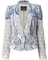 Женский бело-синий пиджак с "огурцами" от Roberto Cavalli