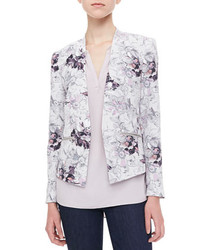 Бело-синий пиджак с цветочным принтом