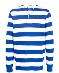Мужской бело-синий свитер с воротником поло в горизонтальную полоску от Polo Ralph Lauren