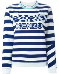 Женский бело-синий свитер с круглым вырезом в горизонтальную полоску от Kenzo
