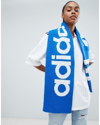 Женский бело-синий шарф с принтом от adidas Originals