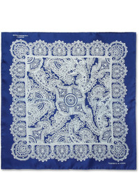 Бело-синий шелковый нагрудный платок от Turnbull & Asser
