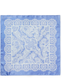 Бело-синий шелковый нагрудный платок от Turnbull & Asser