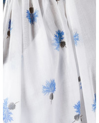 Бело-синяя блузка с длинным рукавом с принтом от Alexander McQueen